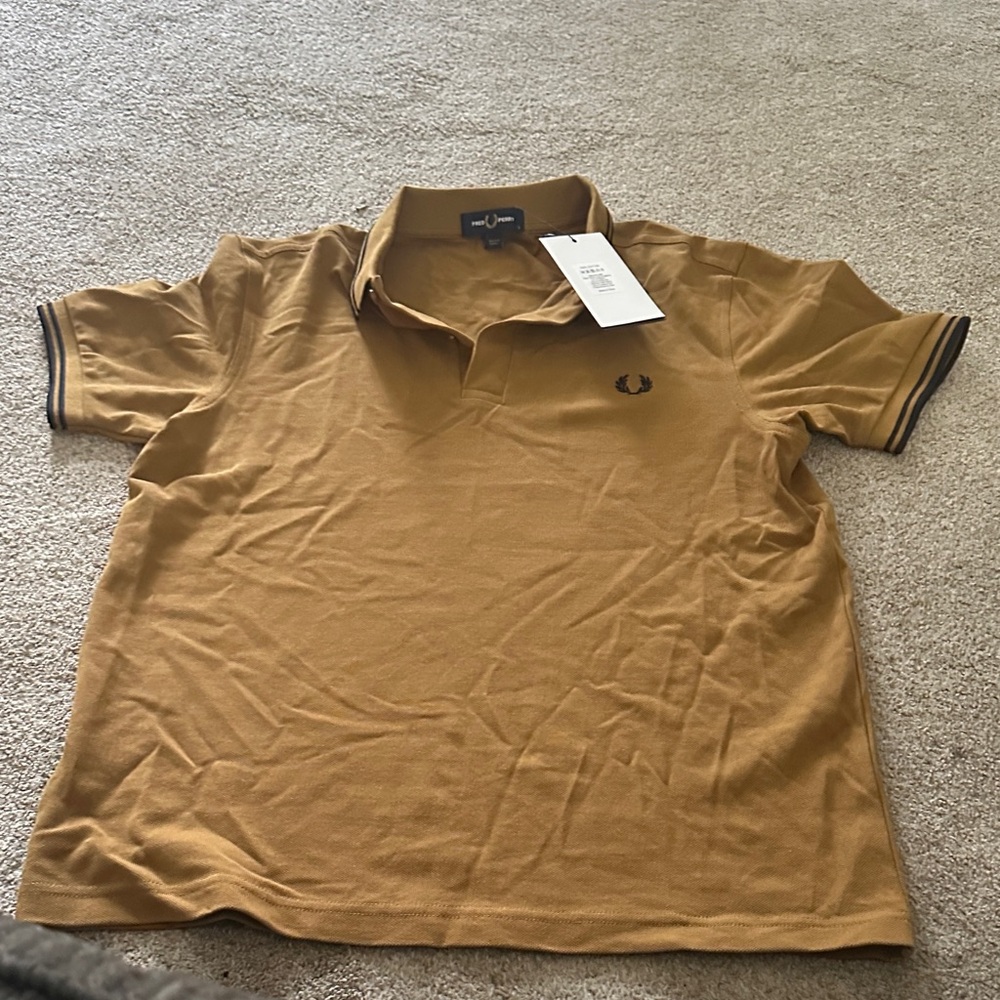 Fred Perry Caramel/ black polo shirt size M